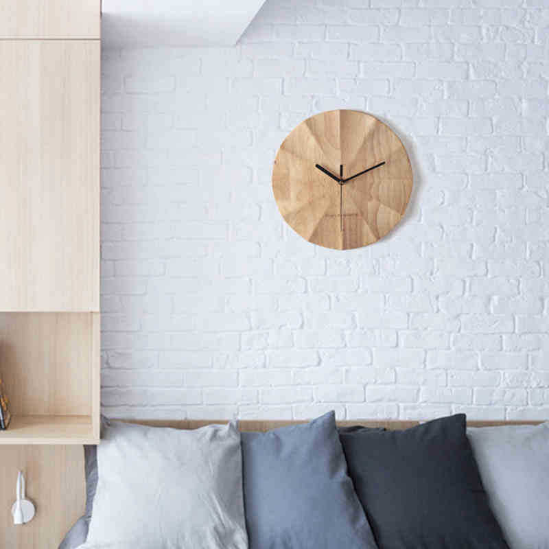 Minimalist Nordic Wooden Wall Clock for Bedroom Decor