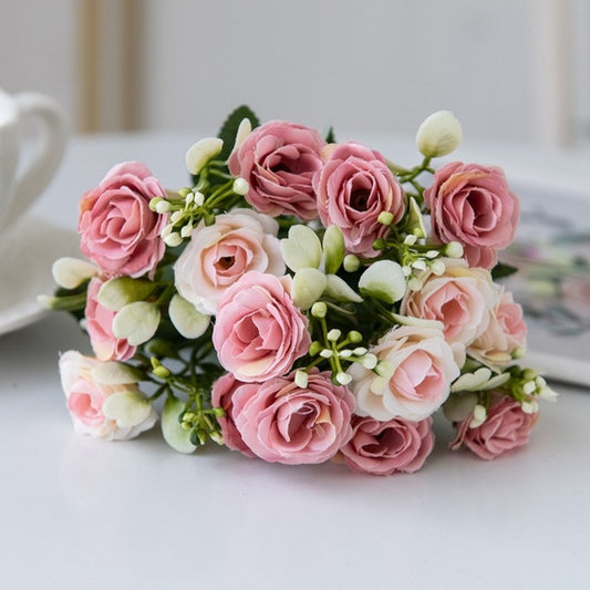 European 15-Piece Rose Bouquet for Home Decor