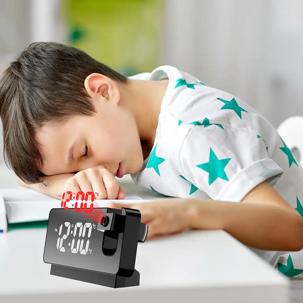 Progital - Alarm Clock Projection Digital, Beedove, FM Radio, Dual Alarm Clock with 3 Dimmer, Snooze, Timer, 180° Rotatable Ceiling Projection - YGSHOP