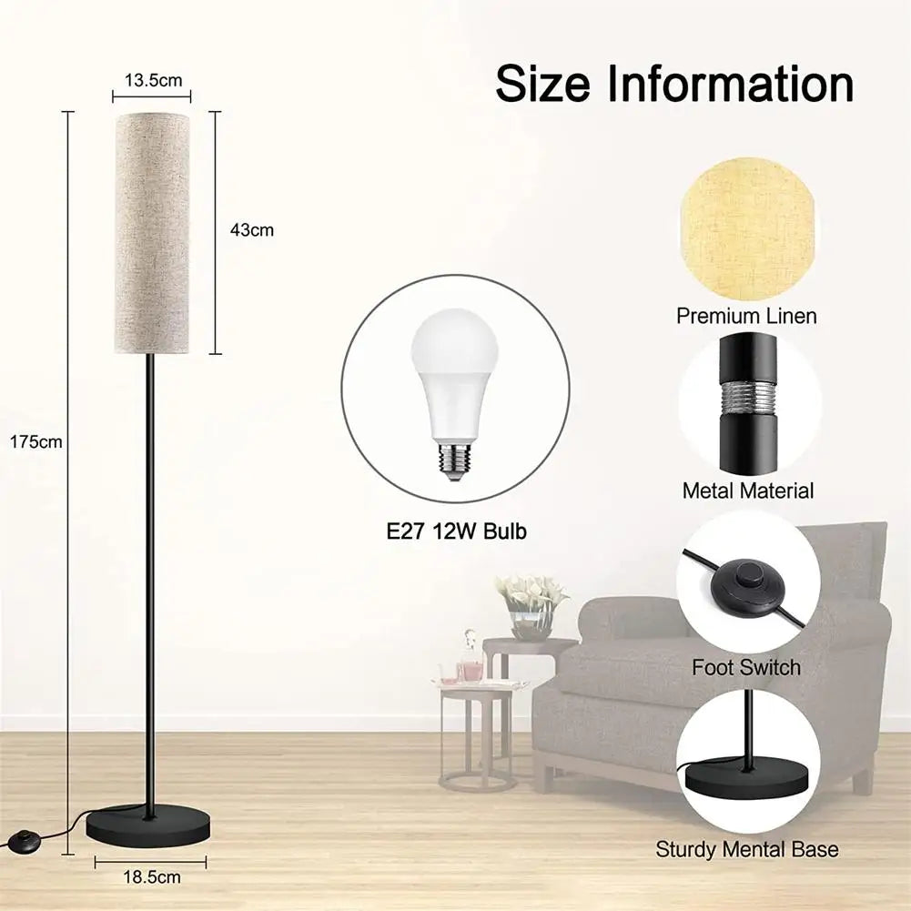 LED Floor Lamp with Linen Lampshade - YGSHOP
