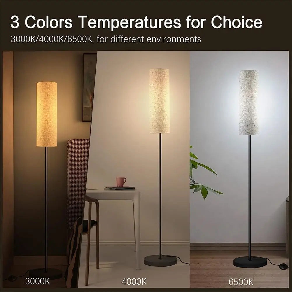LED Floor Lamp with Linen Lampshade - YGSHOP