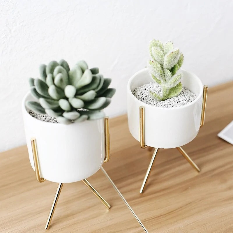 Nordic Style Ceramic Iron Art Vase Minimalism Flower Vases Home Decoration Green Plant Flowerpot - YGSHOP