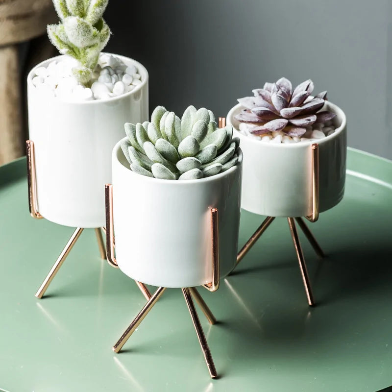 Nordic Style Ceramic Iron Art Vase Minimalism Flower Vases Home Decoration Green Plant Flowerpot - YGSHOP