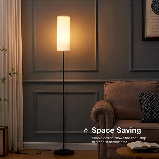LED Floor Lamp with Linen Lampshade - YGSHOP