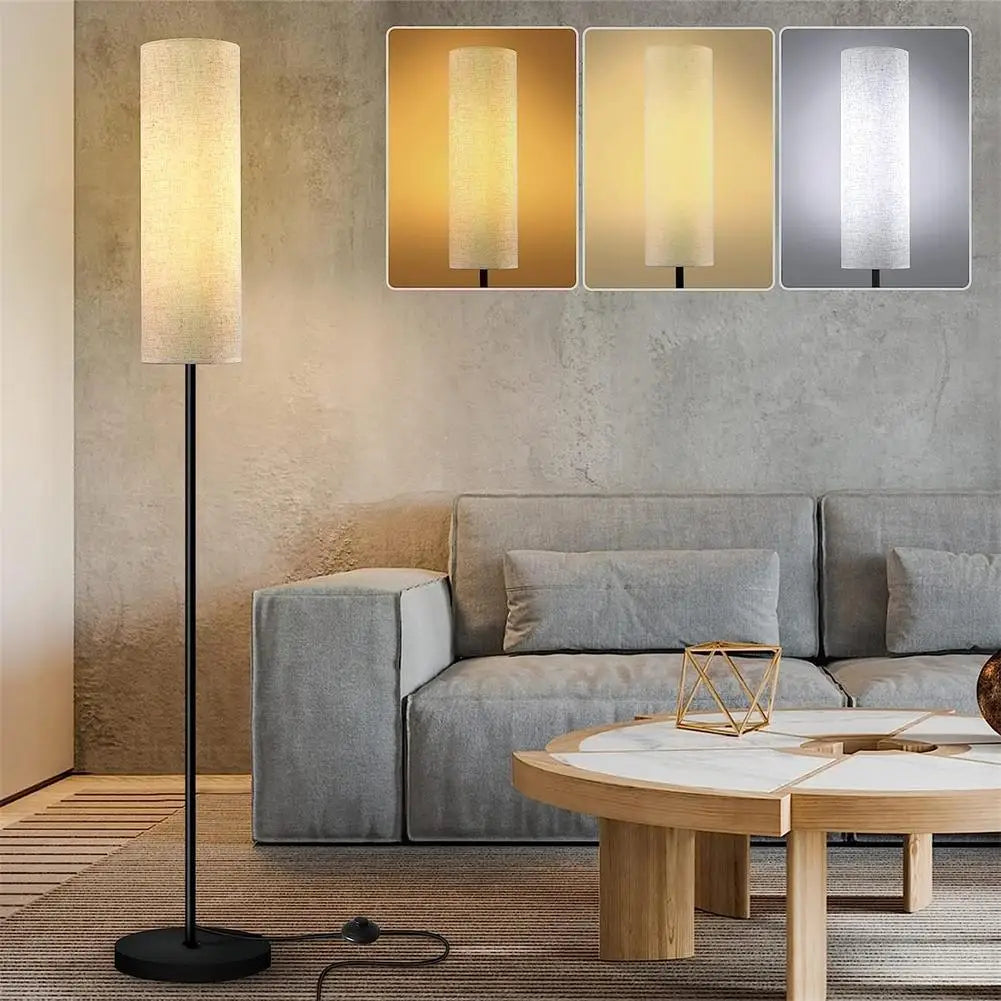 LED Floor Lamp with Linen Lampshade - YGSHOP