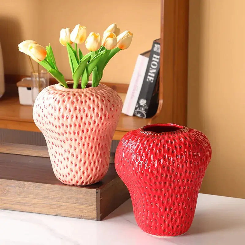 Cartoon Strawberry Ceramic Vase - YGSHOP