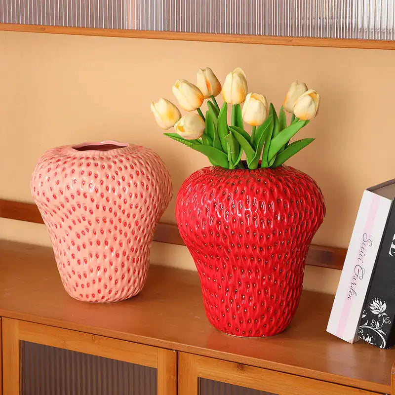 Cartoon Strawberry Ceramic Vase - YGSHOP