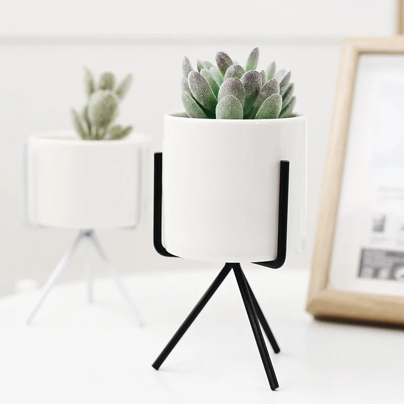 Nordic Style Ceramic Iron Art Vase Minimalism Flower Vases Home Decoration Green Plant Flowerpot - YGSHOP
