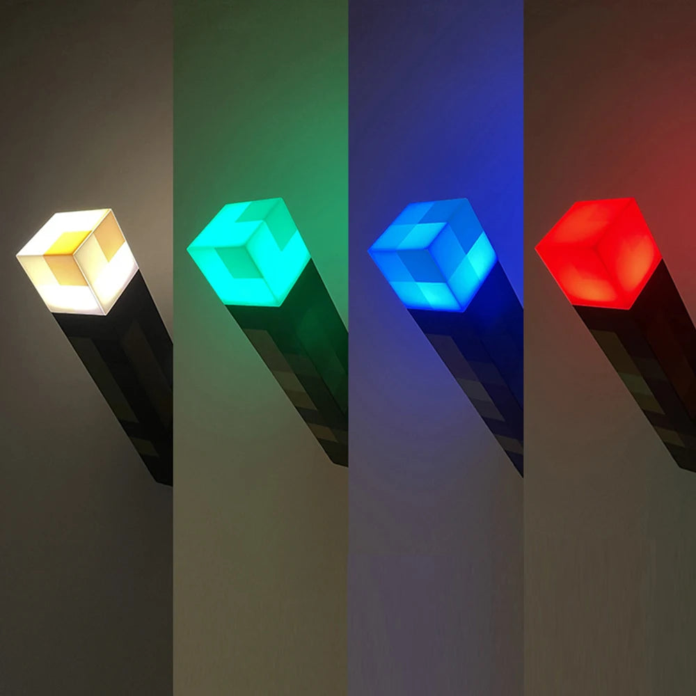 Minecraft Brownstone Torch Lamp 11.5 Inch LED Night Light USB Charging Port - YGSHOP
