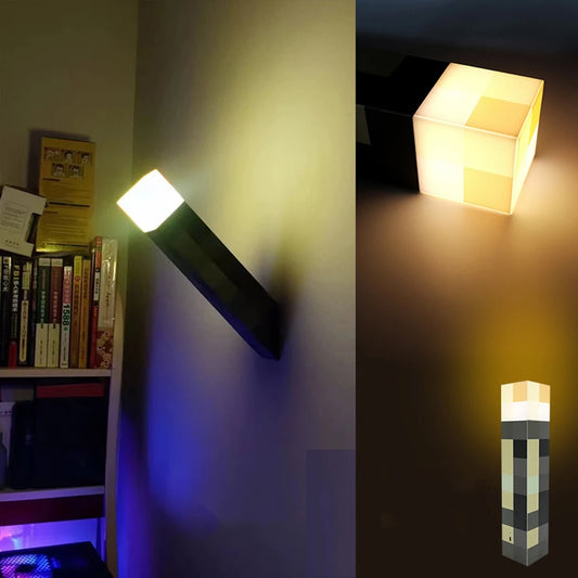 Minecraft Brownstone Torch Lamp 11.5 Inch LED Night Light USB Charging Port - YGSHOP