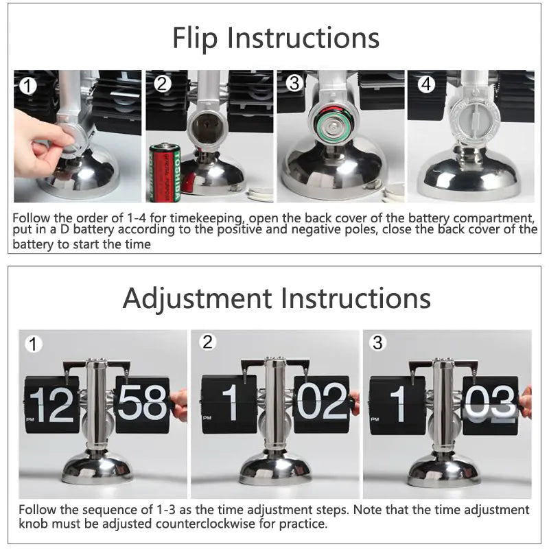 Classical Table large Auto Flip Desk Clock, Retro Vintage Design - YGSHOP