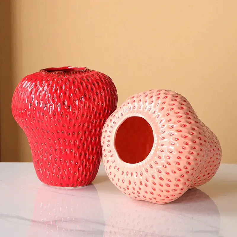 Cartoon Strawberry Ceramic Vase - YGSHOP