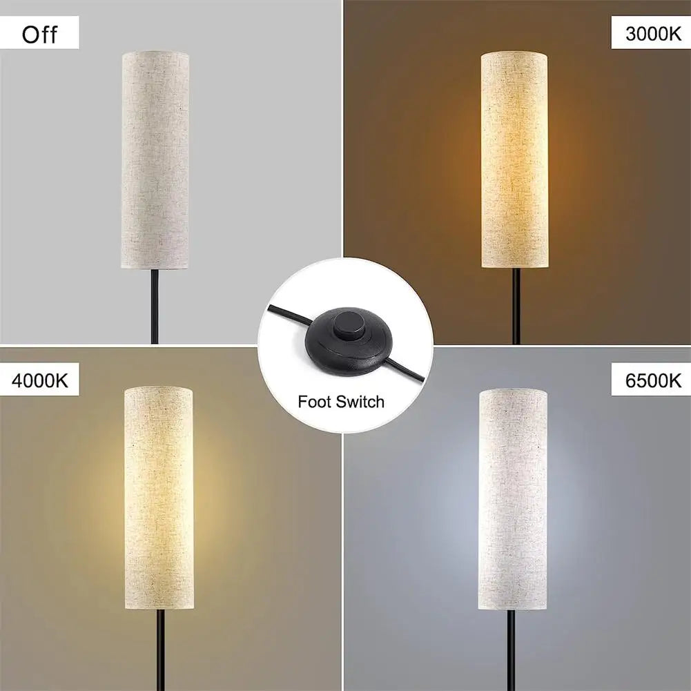 LED Floor Lamp with Linen Lampshade - YGSHOP
