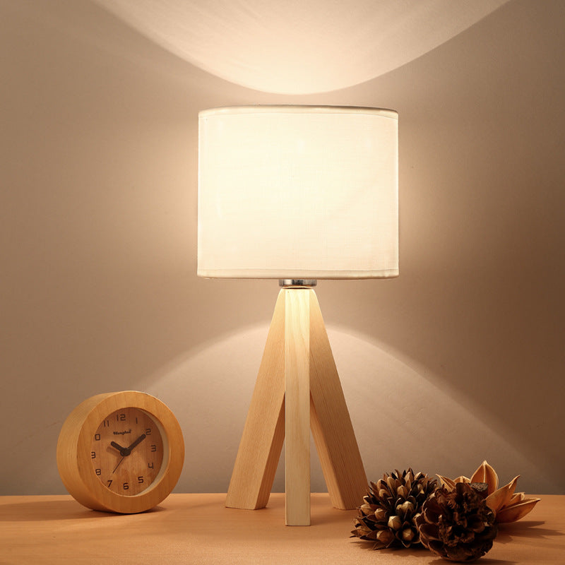 Modern Minimalist LED Wooden Bedside Lamp (Creative Design)