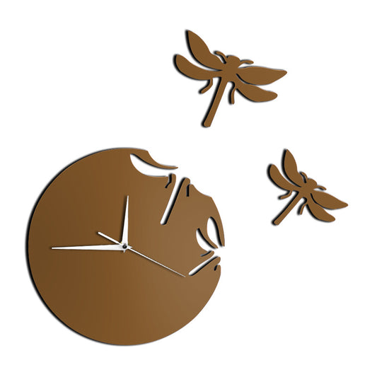 1 Set Acrylic Dragonfly Clock 3D Clock Ornament Art Wall Hanging Clock Living Room Decor