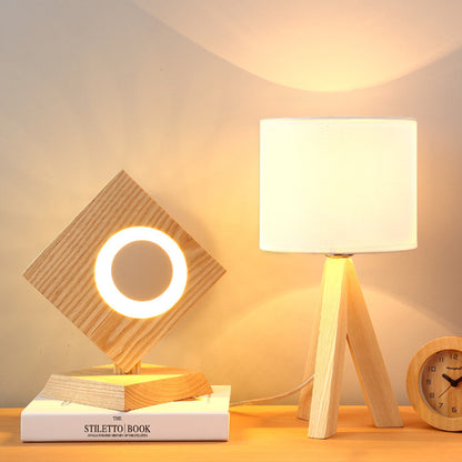 Modern Minimalist LED Wooden Bedside Lamp (Creative Design)