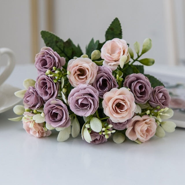 European 15-Piece Rose Bouquet for Home Decor