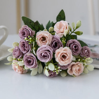 European 15-Piece Rose Bouquet for Home Decor