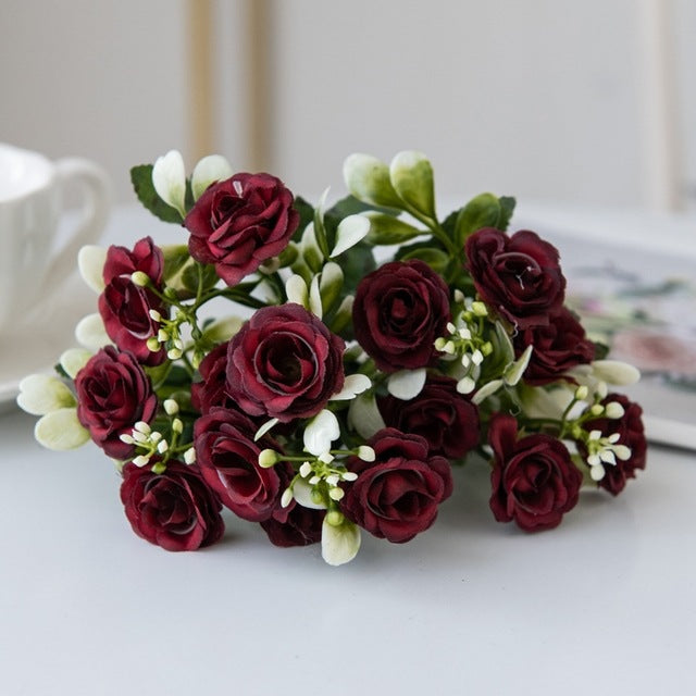 European 15-Piece Rose Bouquet for Home Decor