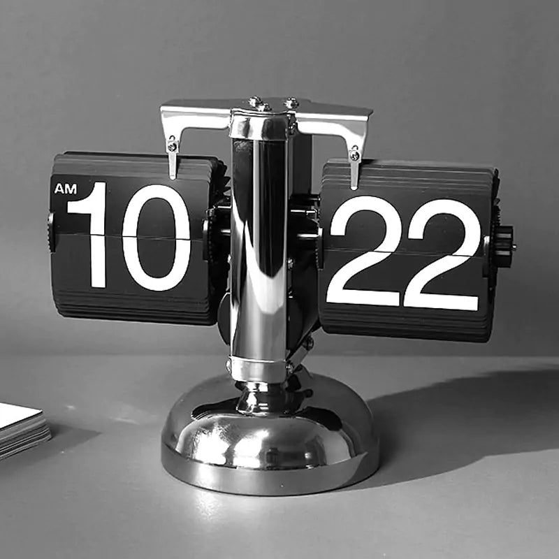 Classical Table large Auto Flip Desk Clock, Retro Vintage Design