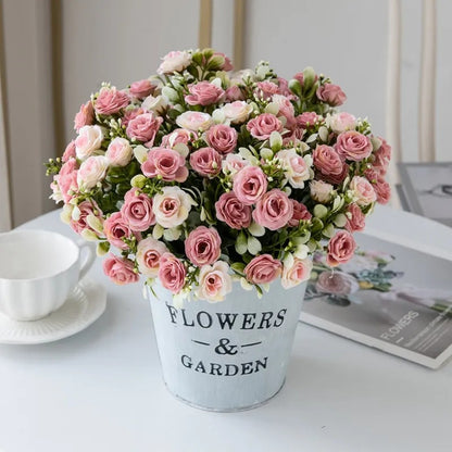 European 15-Piece Rose Bouquet for Home Decor