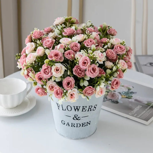 European 15-Piece Rose Bouquet for Home Decor