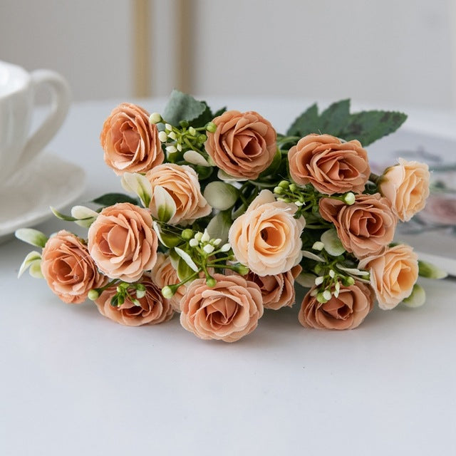 European 15-Piece Rose Bouquet for Home Decor