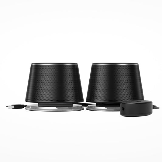 Amazon Basics Bluetooth and USB Computer Speakers with Blue Lighting Large Black