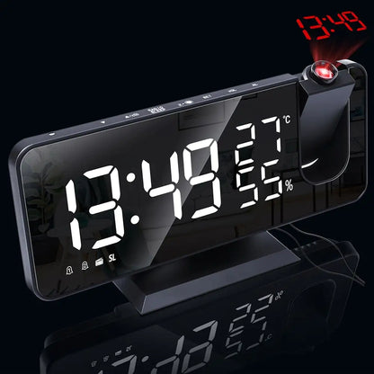 Progital - Alarm Clock Projection Digital, Beedove, FM Radio, Dual Alarm Clock with 3 Dimmer, Snooze, Timer, 180° Rotatable Ceiling Projection - YGSHOP