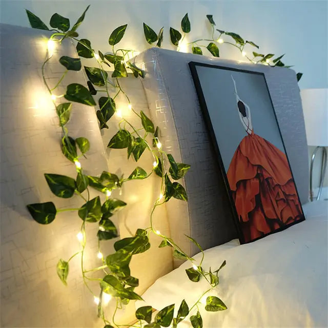 Flower Green Leaf String Lights